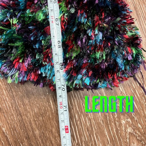 Cejon Shaggy Faux-Fur Scarf Jewel-tone Black Wrap Very Soft 70 Inch - Picture 5 of 7